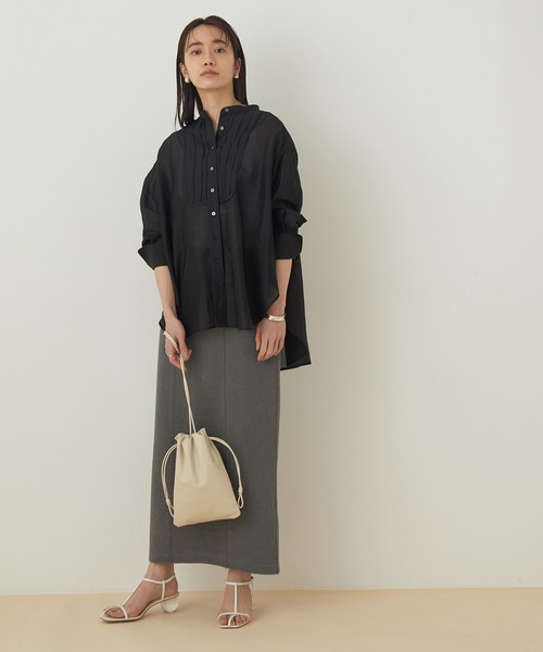 ADAM ET ROPE'(アダムエロペ)の「<洗える>【WEB限定】ブザムシアーシャツ(シャツ/ブラウス・レディース・ブラック/ホワイト/ライトグリーン/ブルー・FREE)」の21枚目の写真