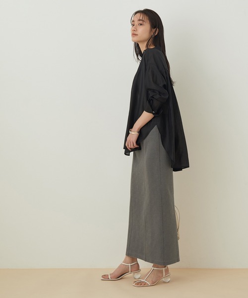 ADAM ET ROPE'(アダムエロペ)の「<洗える>【WEB限定】ブザムシアーシャツ(シャツ/ブラウス・レディース・ブラック/ホワイト/ライトグリーン/ブルー・FREE)」の15枚目の写真