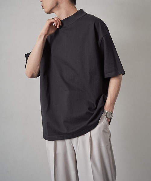 PUBLUX（パブリュクス）の「【PUBLUX/パブリュクス】ヘビーオンスモックネックオーバーサイズTシャツ（Tシャツ/カットソー・メンズ・ブラック/ホワイト・マルチサイズ）」の2枚目の写真