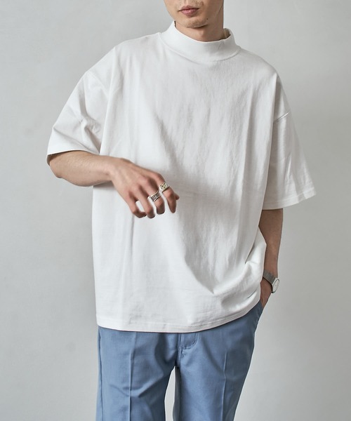 PUBLUX（パブリュクス）の「【PUBLUX/パブリュクス】ヘビーオンスモックネックオーバーサイズTシャツ（Tシャツ/カットソー・メンズ・ブラック/ホワイト・マルチサイズ）」の3枚目の写真