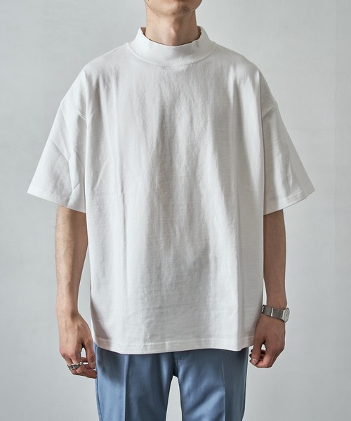 PUBLUX（パブリュクス）の「【PUBLUX/パブリュクス】ヘビーオンスモックネックオーバーサイズTシャツ（Tシャツ/カットソー・メンズ・ブラック/ホワイト・マルチサイズ）」の9枚目の写真