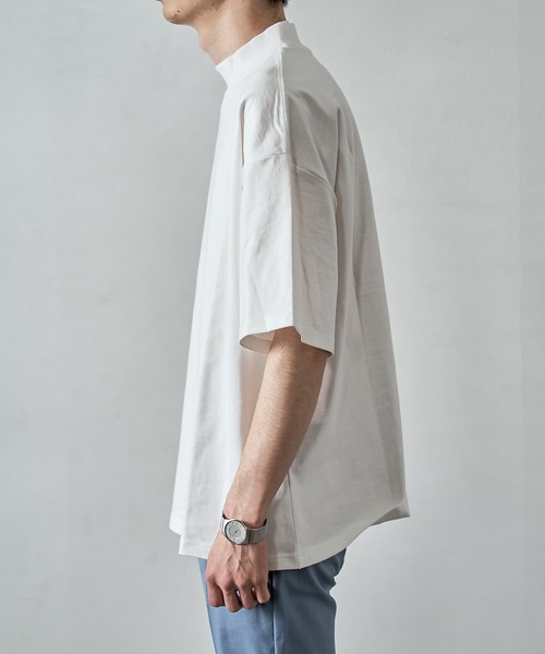 PUBLUX（パブリュクス）の「【PUBLUX/パブリュクス】ヘビーオンスモックネックオーバーサイズTシャツ（Tシャツ/カットソー・メンズ・ブラック/ホワイト・マルチサイズ）」の5枚目の写真