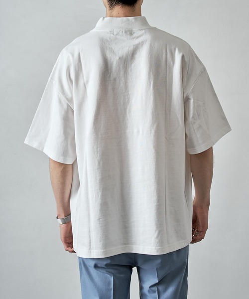 PUBLUX（パブリュクス）の「【PUBLUX/パブリュクス】ヘビーオンスモックネックオーバーサイズTシャツ（Tシャツ/カットソー・メンズ・ブラック/ホワイト・マルチサイズ）」の6枚目の写真