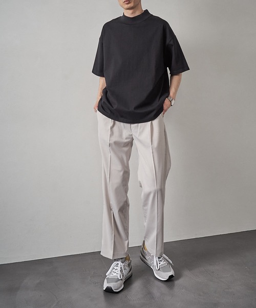 PUBLUX（パブリュクス）の「【PUBLUX/パブリュクス】ヘビーオンスモックネックオーバーサイズTシャツ（Tシャツ/カットソー・メンズ・ブラック/ホワイト・マルチサイズ）」の4枚目の写真