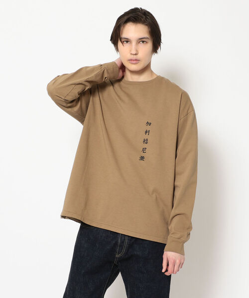 CAL O LINE（キャルオーライン）の「CAL O LINE /キャルオーライン　WAVE L/S TEE  CALIFORNIA（Tシャツ/カットソー・メンズ・ホワイト/ブラウン・MEDIUM/LARGE）」の4枚目の写真