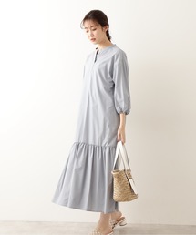 NATURAL BEAUTY BASIC | 切り替えギャザーシャツワンピース(ワンピース)