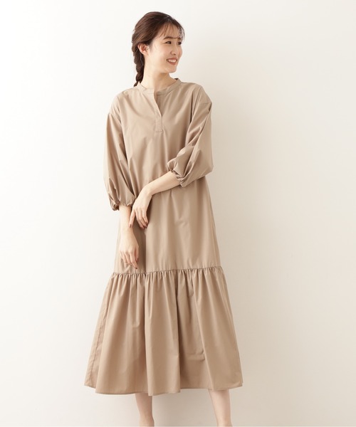 NATURAL BEAUTY BASIC（ナチュラルビューティーベーシック）の「切り替えギャザーシャツワンピース（ワンピース・レディース・ブルー/ベージュ/オフホワイト・MEDIUM）」の10枚目の写真