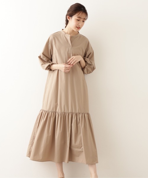 NATURAL BEAUTY BASIC（ナチュラルビューティーベーシック）の「切り替えギャザーシャツワンピース（ワンピース・レディース・ブルー/ベージュ/オフホワイト・MEDIUM）」の11枚目の写真