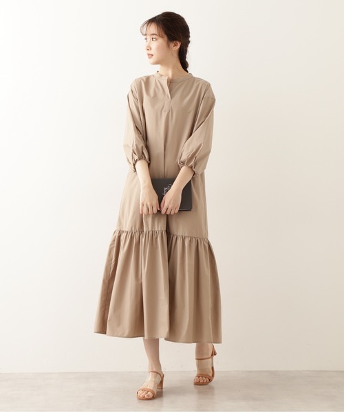 NATURAL BEAUTY BASIC（ナチュラルビューティーベーシック）の「切り替えギャザーシャツワンピース（ワンピース・レディース・ブルー/ベージュ/オフホワイト・MEDIUM）」の12枚目の写真