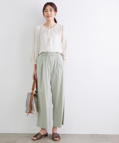 ROPE' PICNIC（ロペピクニック）の「レーヨンナイロンイージーワイドパンツ（その他パンツ・レディース・チャコールグレー/ベージュ/ライトグリーン/キャメル/パープル/ブルー・40/38/36）」の9枚目の写真