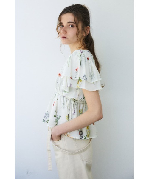 マウジー　BOTANICAL RUFFLE ブラウス F 半袖　花柄　a761 MOUSSY（マウジー）の「BOTANICAL RUFFLE ブラウス（シャツ