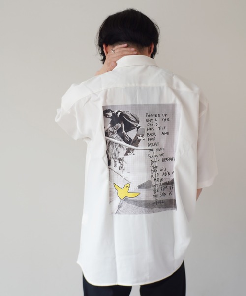Mark Gonzales（マーク・ゴンザレス）の「【 Mark Gonzales / マークゴンザレス 】 PHOTO Pt. WORK SHIRT / フォトプリント ワーク シャツ（シャツ/ブラウス・メンズ・ホワイト/ベージュ・L/XL/M）」の4枚目の写真