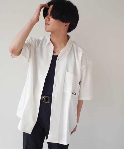 Mark Gonzales（マーク・ゴンザレス）の「【 Mark Gonzales / マークゴンザレス 】 PHOTO Pt. WORK SHIRT / フォトプリント ワーク シャツ（シャツ/ブラウス・メンズ・ホワイト/ベージュ・L/XL/M）」の5枚目の写真