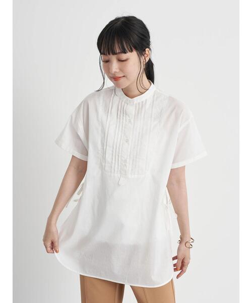 earth music&ecology(アースミュージックアンドエコロジー)の「サイドリボンピンタックチュニック *(Tシャツ/カットソー・レディース・オフホワイト/ブラック・FREE)」の5枚目の写真