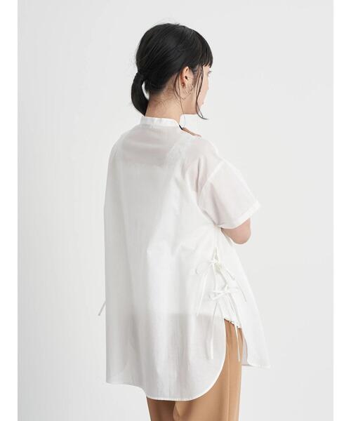 earth music&ecology(アースミュージックアンドエコロジー)の「サイドリボンピンタックチュニック *(Tシャツ/カットソー・レディース・オフホワイト/ブラック・FREE)」の9枚目の写真