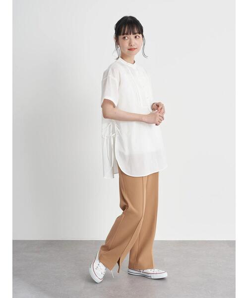 earth music&ecology(アースミュージックアンドエコロジー)の「サイドリボンピンタックチュニック *(Tシャツ/カットソー・レディース・オフホワイト/ブラック・FREE)」の14枚目の写真