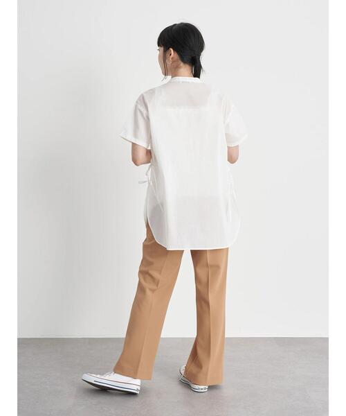 earth music&ecology(アースミュージックアンドエコロジー)の「サイドリボンピンタックチュニック *(Tシャツ/カットソー・レディース・オフホワイト/ブラック・FREE)」の16枚目の写真