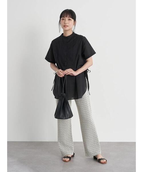 earth music&ecology(アースミュージックアンドエコロジー)の「サイドリボンピンタックチュニック *(Tシャツ/カットソー・レディース・オフホワイト/ブラック・FREE)」の21枚目の写真