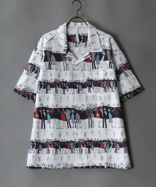 SITRY(シトリー)の「patterned all over Open Collar shirt/総柄 オープンカラーシャツ(シャツ/ブラウス・メンズ・ホワイト/ブラック/ホワイト系その他/ブラック系その他/ベージュ系その他/ホワイト系その他2/ブラック系その他2/ブラック系その他3/ホワイト系その他4/ブラック系その他4/サックスブルー/ブラック系その他5/ホワイト系その他5/イエロー/ラベンダー/ホワイト系その他3・M/LL/L/XL)」の5枚目の写真