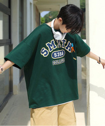 【neos -addictive design-】ビッグシルエット 刺繍 プリント ポンチ クルーネック Tシャツ