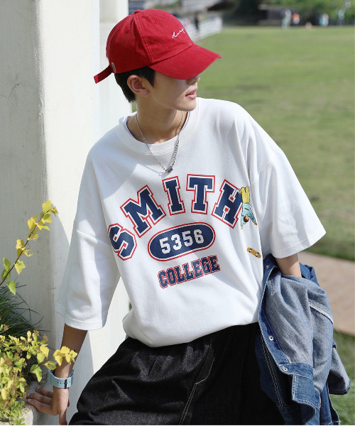 neos（ネオス）の「【neos -addictive design-】ビッグシルエット 刺繍 プリント ポンチ クルーネック Tシャツ（Tシャツ/カットソー・メンズ・ホワイト/ブラウン/グリーン/スミクロ・MEDIUM/LARGE）」の8枚目の写真