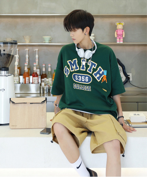 neos（ネオス）の「【neos -addictive design-】ビッグシルエット 刺繍 プリント ポンチ クルーネック Tシャツ（Tシャツ/カットソー・メンズ・ホワイト/ブラウン/グリーン/スミクロ・MEDIUM/LARGE）」の22枚目の写真