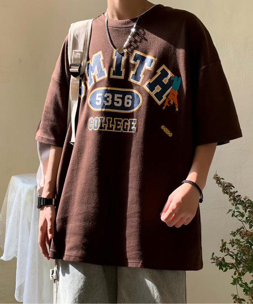 neos（ネオス）の「【neos -addictive design-】ビッグシルエット 刺繍 プリント ポンチ クルーネック Tシャツ（Tシャツ/カットソー・メンズ・ホワイト/ブラウン/グリーン/スミクロ・MEDIUM/LARGE）」の18枚目の写真