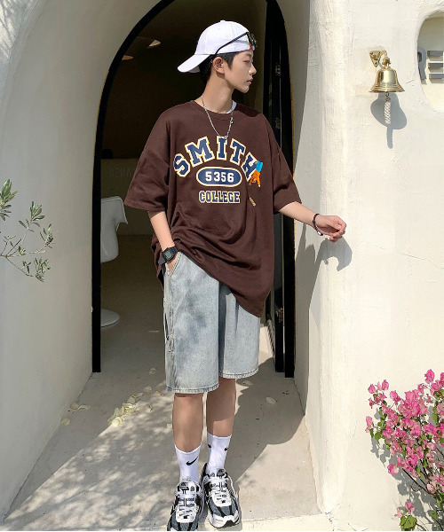 neos（ネオス）の「【neos -addictive design-】ビッグシルエット 刺繍 プリント ポンチ クルーネック Tシャツ（Tシャツ/カットソー・メンズ・ホワイト/ブラウン/グリーン/スミクロ・MEDIUM/LARGE）」の15枚目の写真