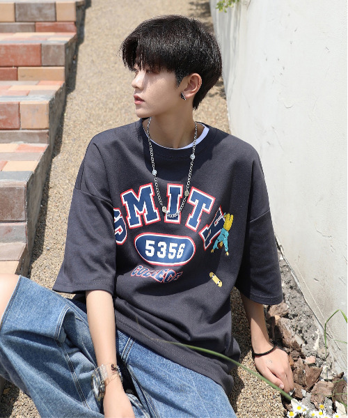 neos（ネオス）の「【neos -addictive design-】ビッグシルエット 刺繍 プリント ポンチ クルーネック Tシャツ（Tシャツ/カットソー・メンズ・ホワイト/ブラウン/グリーン/スミクロ・MEDIUM/LARGE）」の12枚目の写真