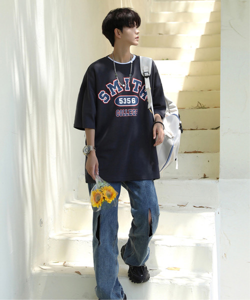 neos（ネオス）の「【neos -addictive design-】ビッグシルエット 刺繍 プリント ポンチ クルーネック Tシャツ（Tシャツ/カットソー・メンズ・ホワイト/ブラウン/グリーン/スミクロ・MEDIUM/LARGE）」の20枚目の写真