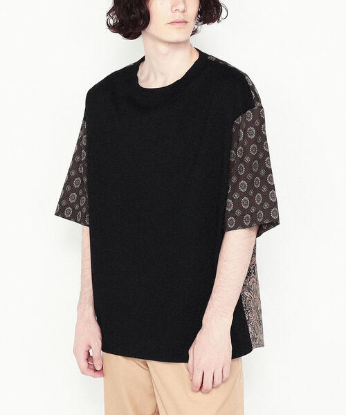 TOMORROWLAND （トゥモローランド）の「【WEB限定】コットンジャージー ペイズリーシャツコンビ クルーネックTシャツ（Tシャツ/カットソー・メンズ・ブラック系その他・S/M/L）」の2枚目の写真