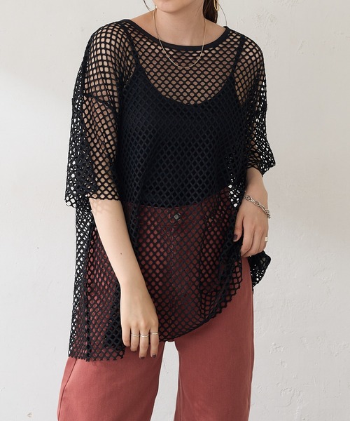 DISCOAT（ディスコート）の「デカメッシュプルオーバー（ニット/セーター・レディース・ホワイト系その他/グリーン/ブラック/モカ・FREE）」の3枚目の写真