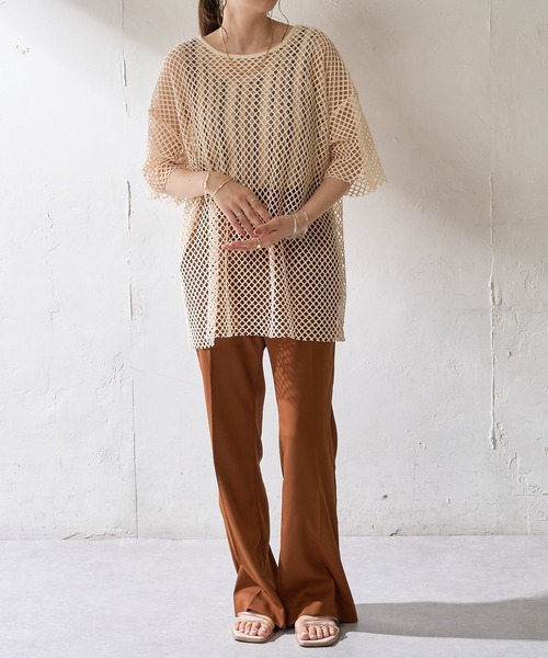 DISCOAT（ディスコート）の「デカメッシュプルオーバー（ニット/セーター・レディース・ホワイト系その他/グリーン/ブラック/モカ・FREE）」の16枚目の写真