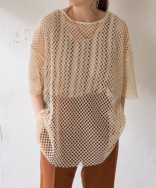 DISCOAT（ディスコート）の「デカメッシュプルオーバー（ニット/セーター・レディース・ホワイト系その他/グリーン/ブラック/モカ・FREE）」の10枚目の写真