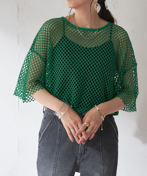 DISCOAT（ディスコート）の「デカメッシュプルオーバー（ニット/セーター・レディース・ホワイト系その他/グリーン/ブラック/モカ・FREE）」の20枚目の写真