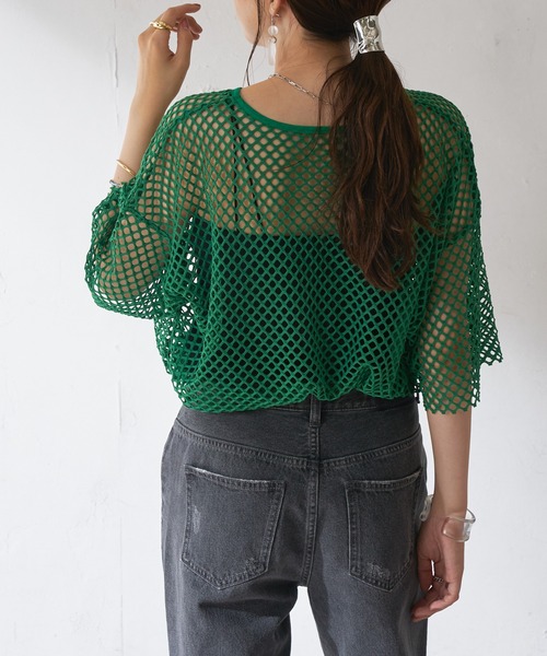 DISCOAT（ディスコート）の「デカメッシュプルオーバー（ニット/セーター・レディース・ホワイト系その他/グリーン/ブラック/モカ・FREE）」の6枚目の写真