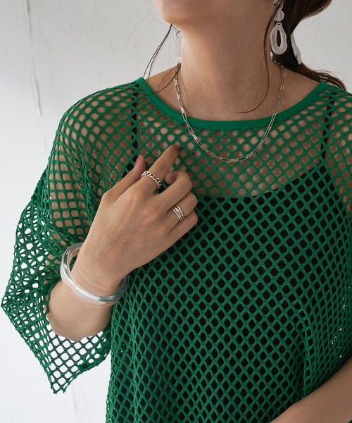 DISCOAT（ディスコート）の「デカメッシュプルオーバー（ニット/セーター・レディース・ホワイト系その他/グリーン/ブラック/モカ・FREE）」の9枚目の写真