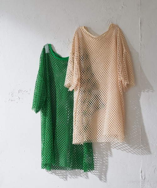 DISCOAT（ディスコート）の「デカメッシュプルオーバー（ニット/セーター・レディース・ホワイト系その他/グリーン/ブラック/モカ・FREE）」の15枚目の写真