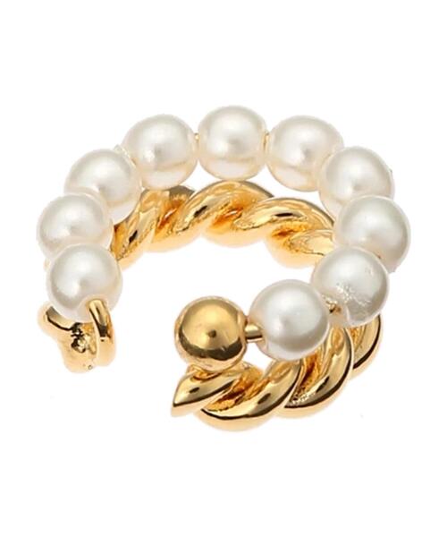 AMERICAN HOLIC(アメリカンホリック)の「ツイストメタル&パール2連イヤカフ(ピアス(両耳用)・レディース・シルバー/ゴールド・FREE)」の5枚目の写真