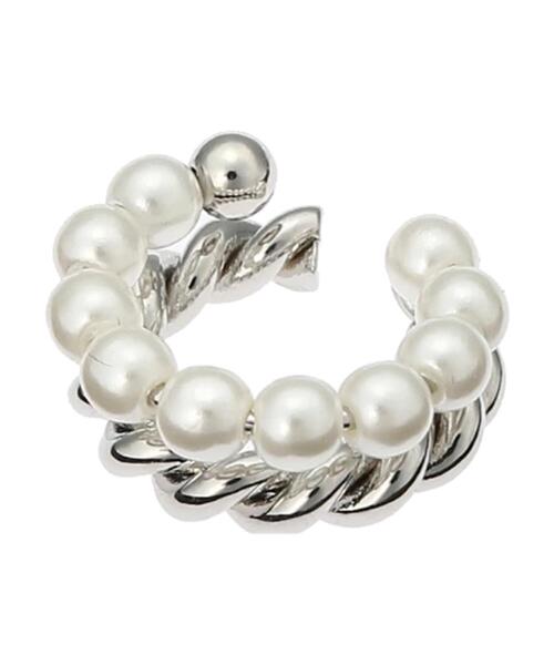 AMERICAN HOLIC(アメリカンホリック)の「ツイストメタル&パール2連イヤカフ(ピアス(両耳用)・レディース・シルバー/ゴールド・FREE)」の6枚目の写真