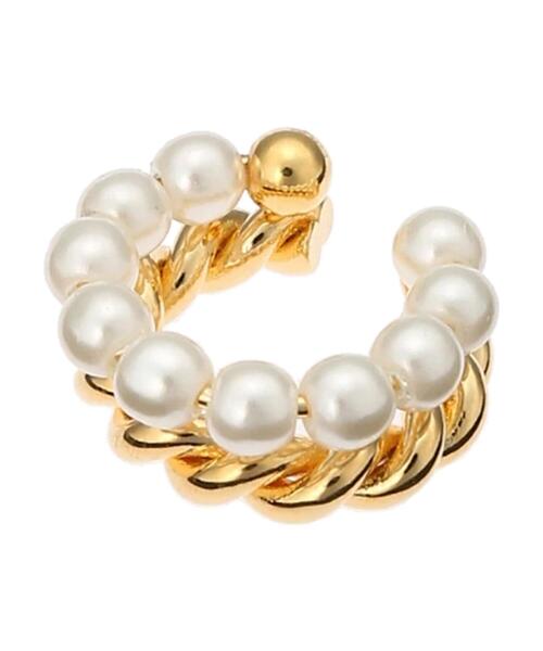 AMERICAN HOLIC(アメリカンホリック)の「ツイストメタル&パール2連イヤカフ(ピアス(両耳用)・レディース・シルバー/ゴールド・FREE)」の7枚目の写真