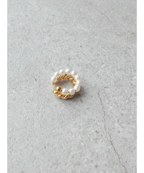 AMERICAN HOLIC(アメリカンホリック)の「ツイストメタル&パール2連イヤカフ(ピアス(両耳用)・レディース・シルバー/ゴールド・FREE)」の2枚目の写真