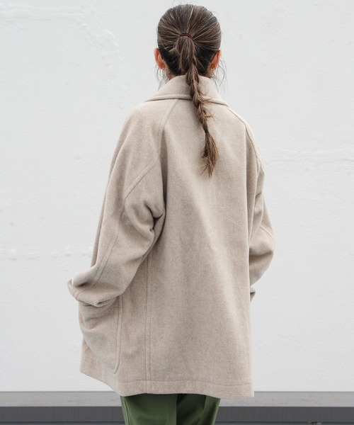 ORCIVAL（オーシバル）の「ORCIVAL/オーシバル　ライトモッサー ショールカラージャケット　SHAWL COLLAR JACKET LIGHT MOSSER #OR-A0068NLM（チェスターコート・レディース・ネイビー/オートミール・2）」の6枚目の写真