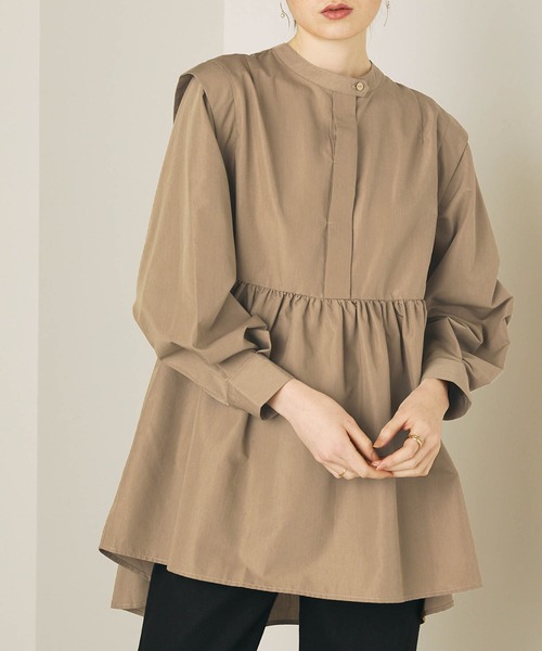 PURIL（ピュリル）の「【PURIL】ショルダータック　スタンドカラーチュニックブラウス（シャツ/ブラウス・レディース・ホワイト/ブラック/モカ・S/M）」の11枚目の写真