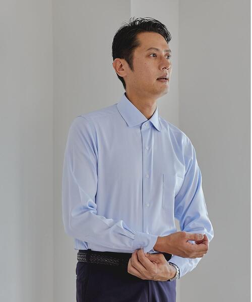 green label relaxing(グリーンレーベルリラクシング)の「<green label relaxing>Cヘリンボーン スリム セミワイド ドレスシャツ -イージーアイロン-(ビジネスシャツ・メンズ・ホワイト/ライトグレー/ライトブルー・39cm/42cm/43cm/40cm/38cm/41cm/37cm)」の1枚目の写真