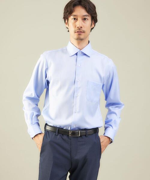 green label relaxing(グリーンレーベルリラクシング)の「<green label relaxing>Cヘリンボーン スリム セミワイド ドレスシャツ -イージーアイロン-(ビジネスシャツ・メンズ・ホワイト/ライトグレー/ライトブルー・39cm/42cm/43cm/40cm/38cm/41cm/37cm)」の6枚目の写真
