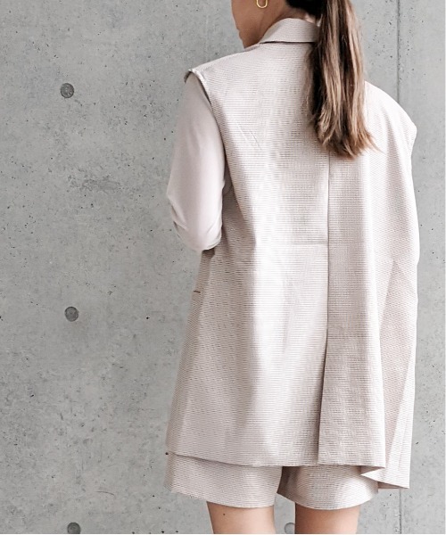 Per sist ence（パーシエンス）の「Per sist ence/パーシエンス　マイクロチェック ノースリーブジャケット（ベスト・レディース・ブラック/ベージュ/アイボリー・FREE）」の11枚目の写真