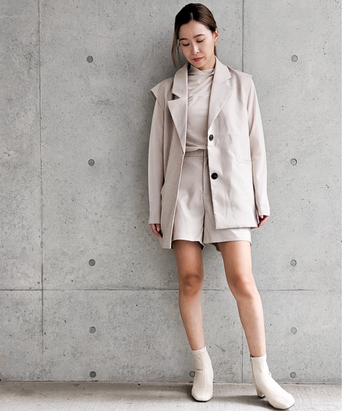 Per sist ence（パーシエンス）の「Per sist ence/パーシエンス　マイクロチェック ノースリーブジャケット（ベスト・レディース・ブラック/ベージュ/アイボリー・FREE）」の7枚目の写真