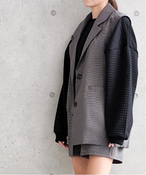 Per sist ence（パーシエンス）の「Per sist ence/パーシエンス　マイクロチェック ノースリーブジャケット（ベスト・レディース・ブラック/ベージュ/アイボリー・FREE）」の16枚目の写真