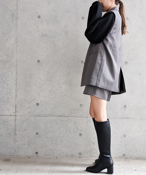 Per sist ence（パーシエンス）の「Per sist ence/パーシエンス　マイクロチェック ノースリーブジャケット（ベスト・レディース・ブラック/ベージュ/アイボリー・FREE）」の17枚目の写真